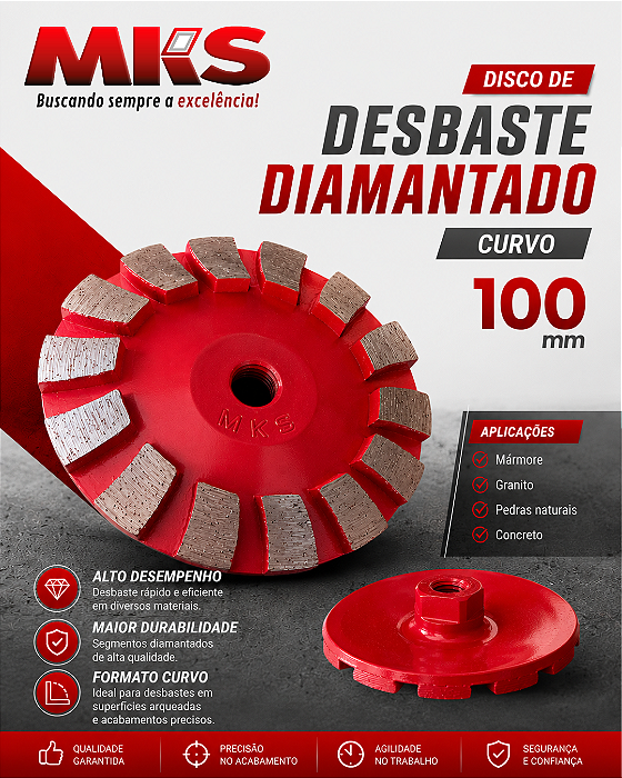 Disco de desbaste diamantado curvo 100 mm MKS