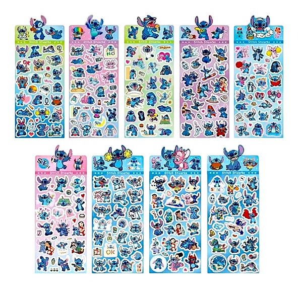 Cartela de adesivo holográfico Stitch