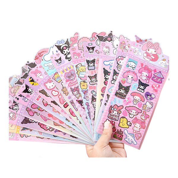Cartela de Adesivos Holográficos - Turma da Hello Kitty