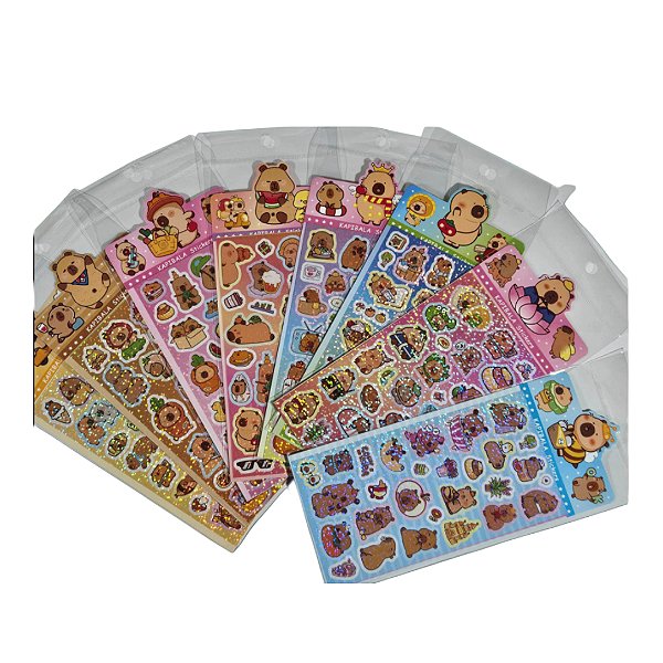 Cartela de Adesivos Holográficos - Capivara