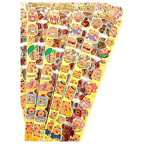 Cartela com 450 Adesivos Capivara