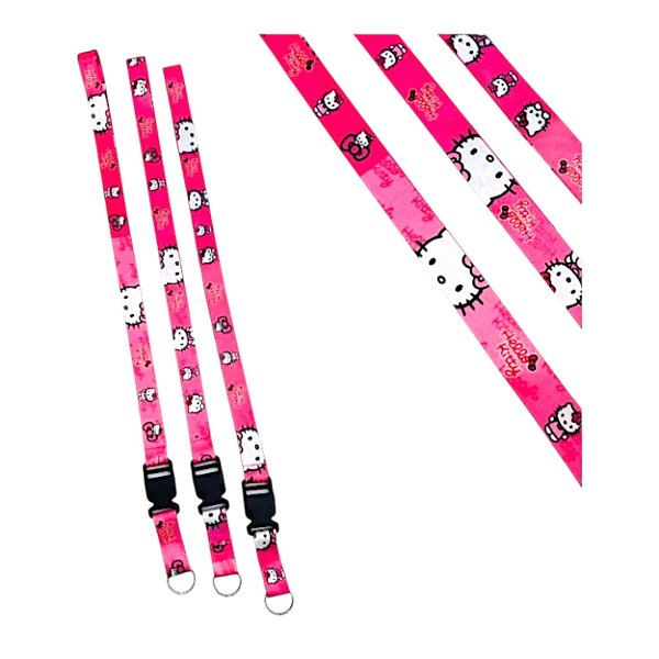 Cordão de Tecido Hello Kitty 48cm – Perfeito para Chaves, Crachás e Cartões