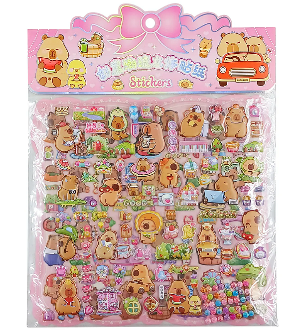Cartela de Adesivos Capivara Puff G