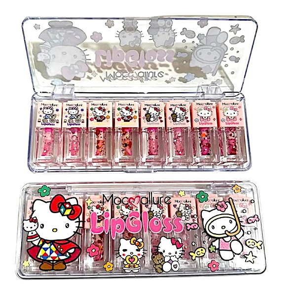 Mini Lip Gloss Turma Hello Kitty Brilho Labial Infantil Colecionável Personagens Sanrio