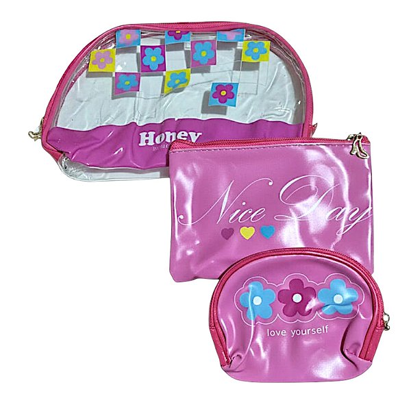 Kit Necessaire Honey – 3 Unidades (Tamanhos Diferentes)