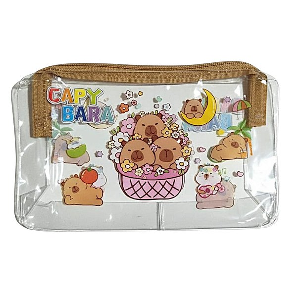 Necessaire Transparente Capivara – Organização e Fofura em Um Só Item