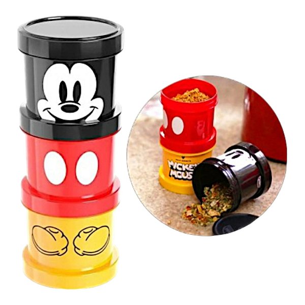 Porta Condimentos Empilháveis Mickey – Kit com 3 Potes | Disney Plasutil
