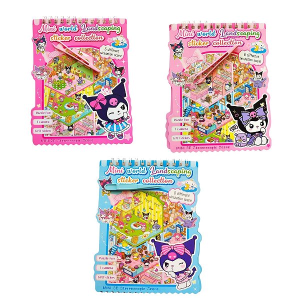 Kit 6 Cenários Hello Kitty com Adesivos Brinquedo Criativo Infantil Sanrio