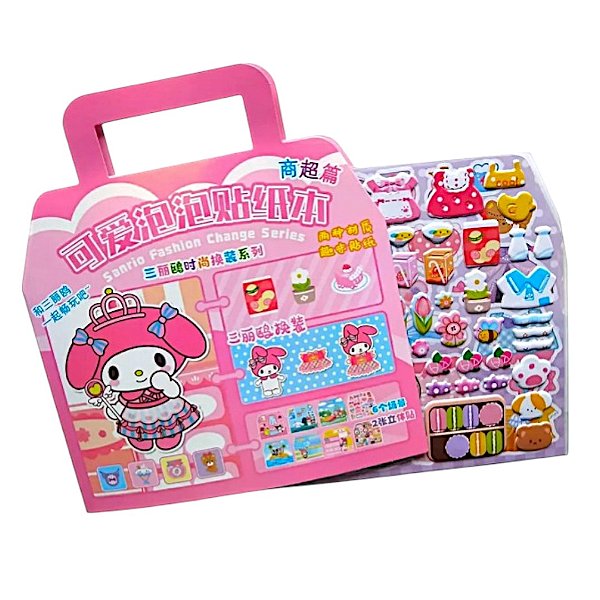 Cenário para Montar Hello Kitty com Adesivos Kit Criativo Infantil Sanrio
