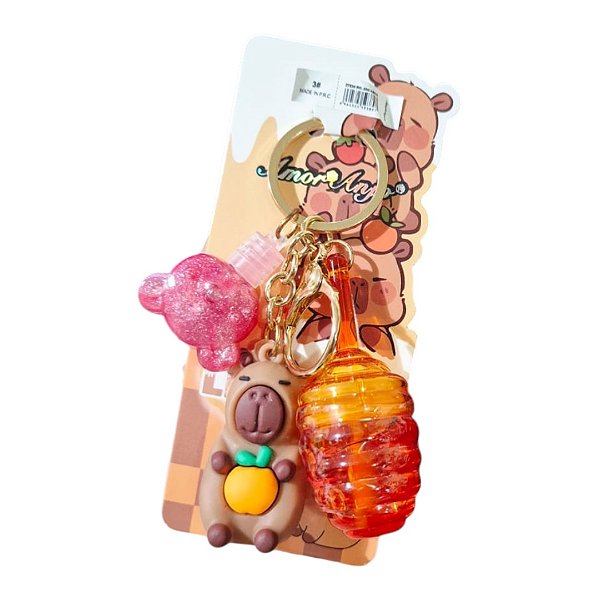 Lip Gloss Oil Capivara com Chaveiro e Mini Gloss Glitter Amor Anjo Hidratante