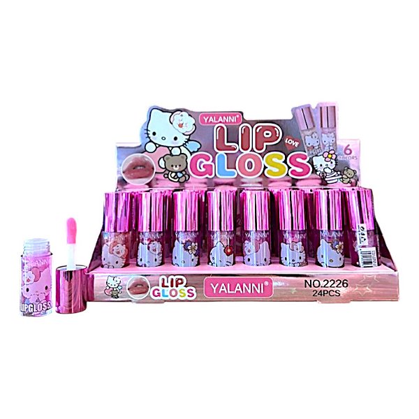 Lip Gloss Hello Kitty Yalanni Hidratante com Glitter Brilho Labial Infantil