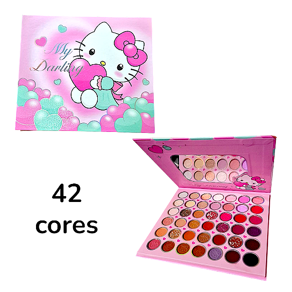 Paleta de Sombras Hello Kitty e Stitch 42 54 63 Cores Profissional Alta Pigmentação