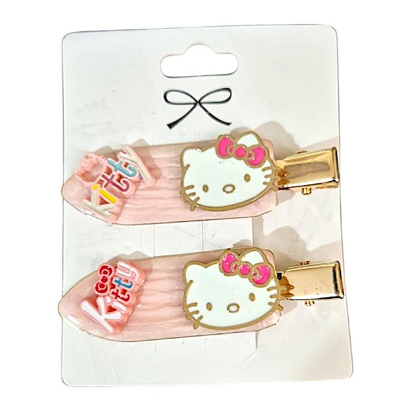 Presilha de Cabelo Hello Kitty Kit 2 Unidades Grampo Infantil Kawaii