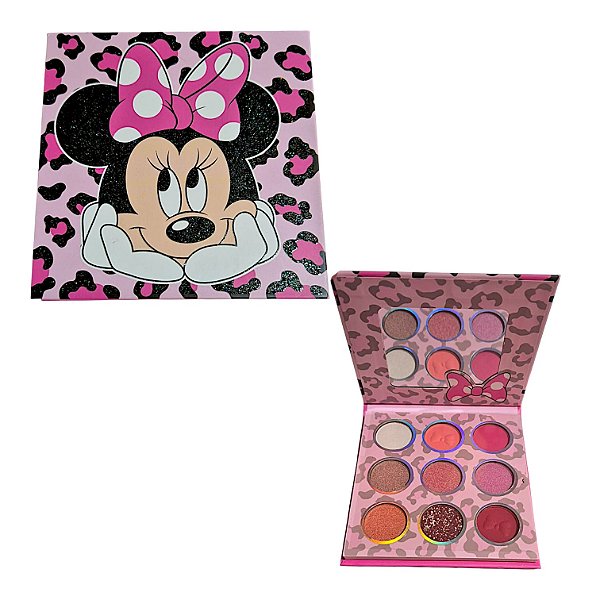 Paleta de Sombras Minnie 9 Cores Maquiagem Compacta e Pigmentada