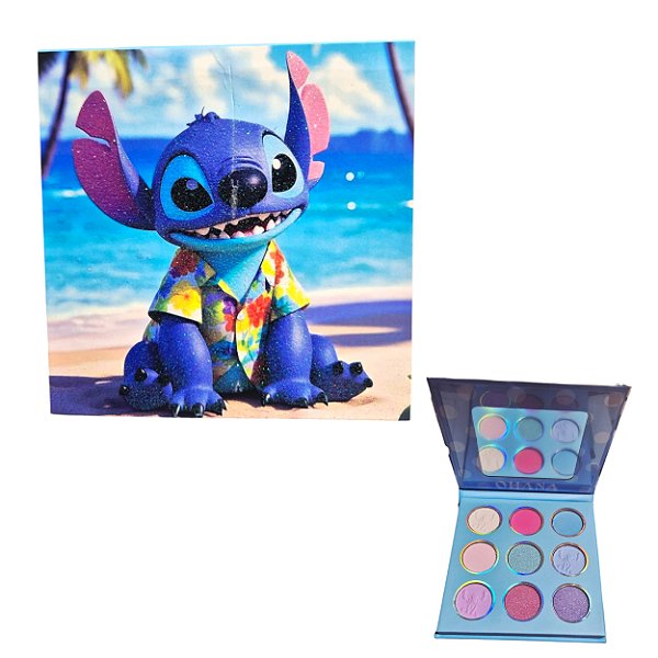 Paleta de Sombras Stitch 9 Cores Opaca e Cintilante Maquiagem Compacta