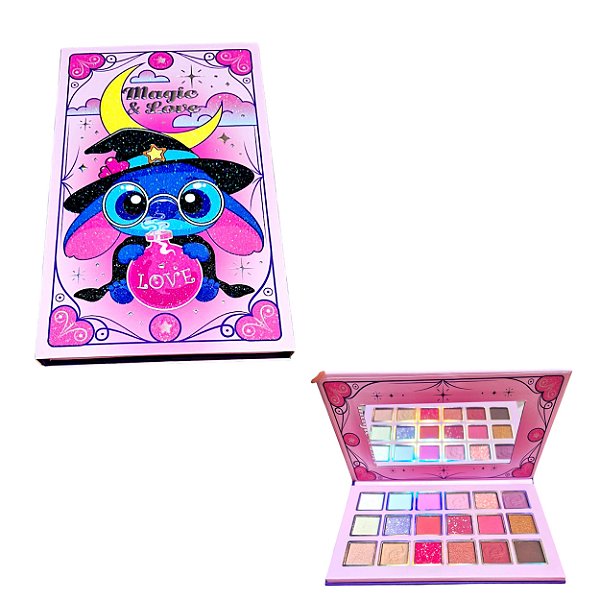 Paleta de Sombras Stitch com Espelho 18 Cores Matte e Cintilante