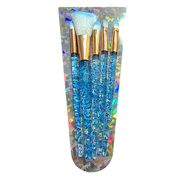 Kit Pincéis de Maquiagem com Glitter 5 Unidades