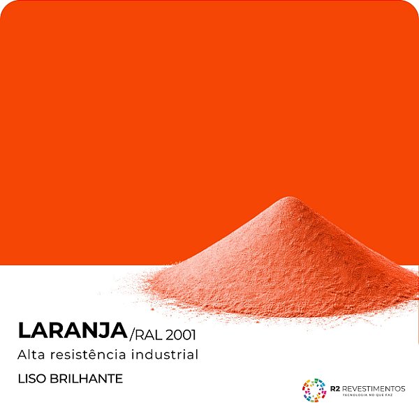 Tinta em pó Laranja Liso Brilhante RAL 2001 - 25kg