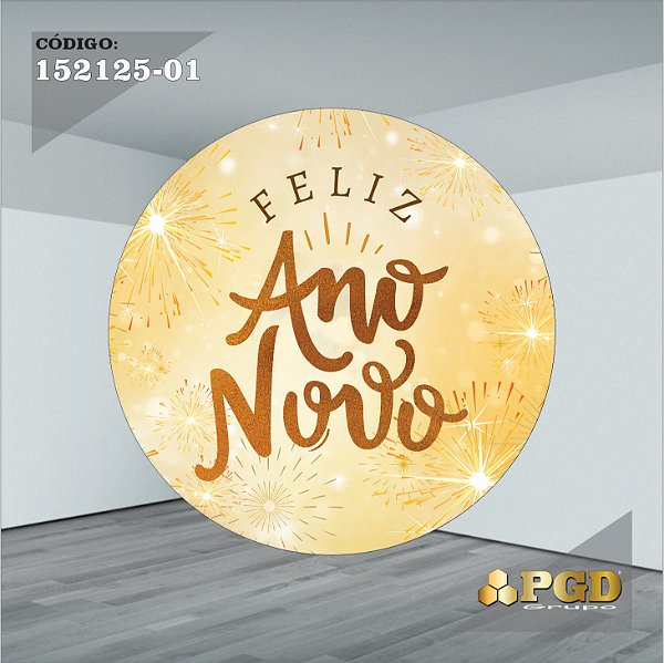 PAINEL REDONDO 1,5 x 1,5 MT -  tema - Ano Novo  Modelo 01 TECIDO EM - HELANCA