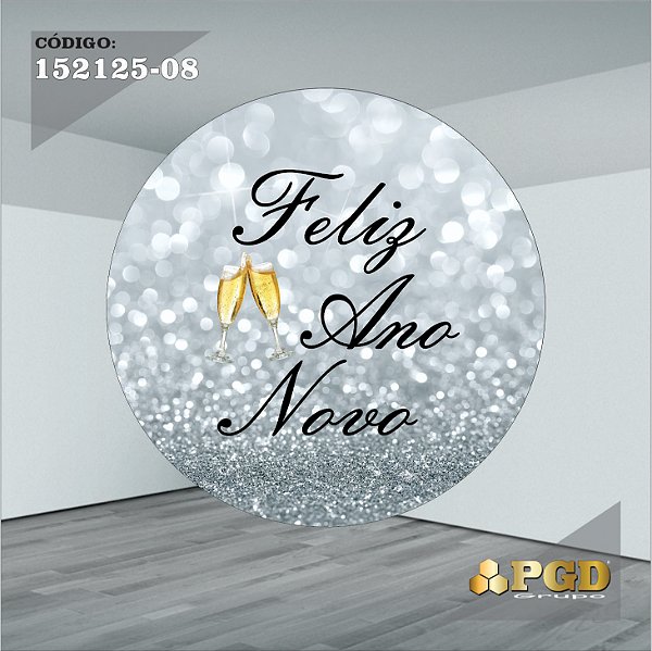 PAINEL REDONDO 1,5 x 1,5 MT -  tema - Ano Novo  Modelo 08 TECIDO EM - HELANCA