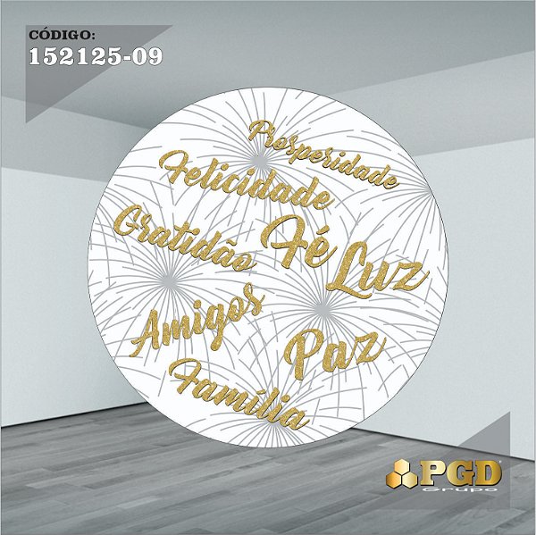PAINEL REDONDO 1,5 x 1,5 MT -  tema - Ano Novo  Modelo 09 TECIDO EM - HELANCA