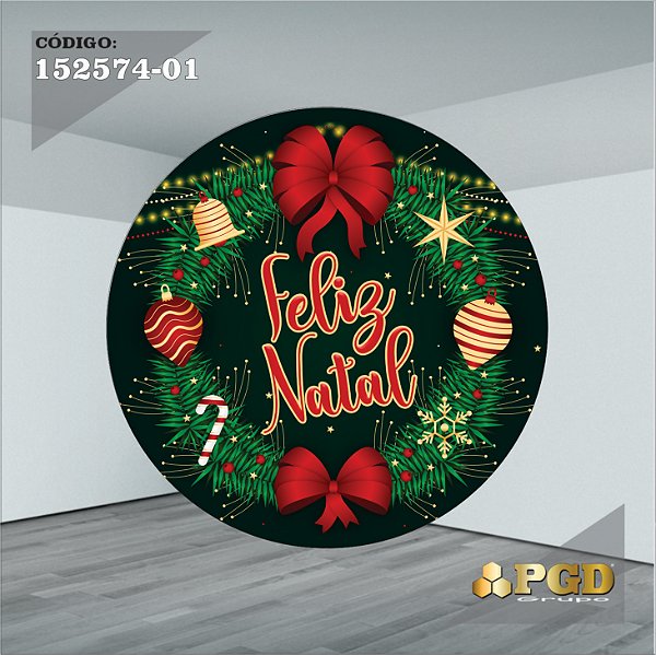 PAINEL REDONDO 1,5 x 1,5 MT -  tema - Natal Modelo 01 TECIDO EM - HELANCA