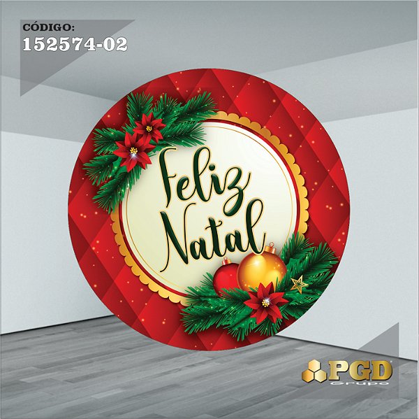 PAINEL REDONDO 1,5 x 1,5 MT -  tema - Natal Modelo 02 TECIDO EM - HELANCA