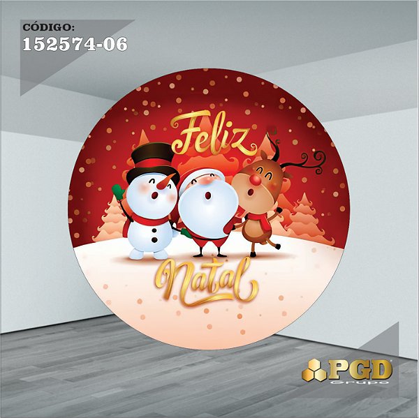 PAINEL REDONDO 1,5 x 1,5 MT -  tema - Natal Modelo 06 TECIDO EM - HELANCA