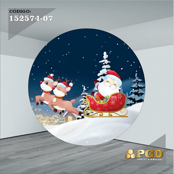 PAINEL REDONDO 1,5 x 1,5 MT -  tema - Natal Modelo 07 TECIDO EM - HELANCA