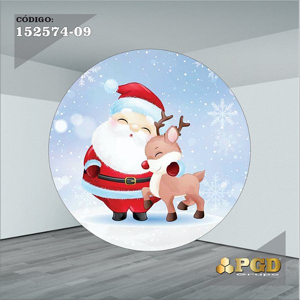PAINEL REDONDO 1,5 x 1,5 MT -  tema - Natal Modelo 09 TECIDO EM - HELANCA