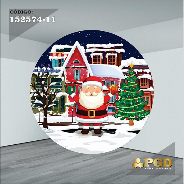 PAINEL REDONDO 1,5 x 1,5 MT -  tema - Natal Modelo 11 TECIDO EM - HELANCA