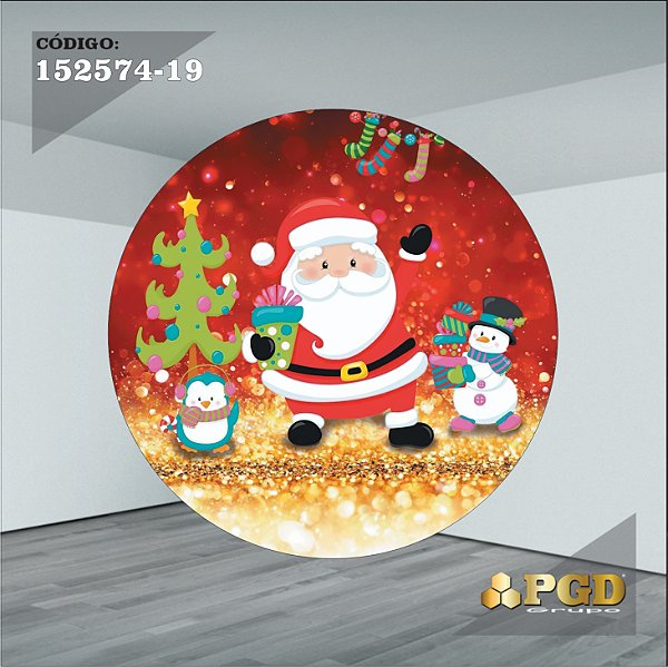 PAINEL REDONDO 1,5 x 1,5 MT -  tema - Natal Modelo 19 TECIDO EM - HELANCA