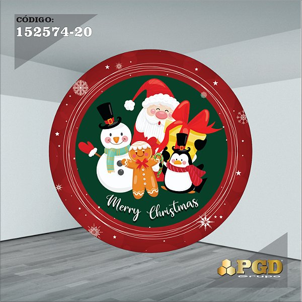 PAINEL REDONDO 1,5 x 1,5 MT -  tema - Natal Modelo 20 TECIDO EM - HELANCA