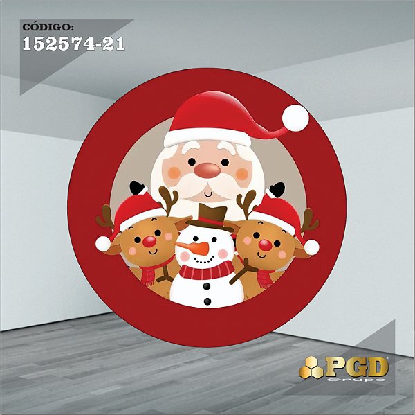 PAINEL REDONDO 1,5 x 1,5 MT -  tema - Natal Modelo 21 TECIDO EM - HELANCA