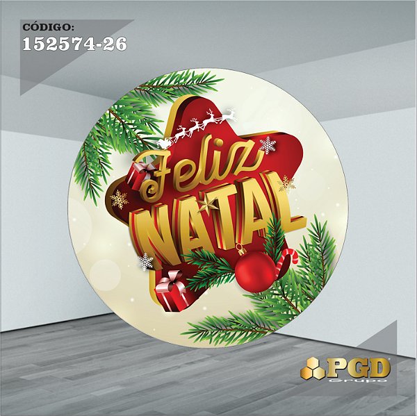 PAINEL REDONDO 1,5 x 1,5 MT -  tema - Natal Modelo 26 TECIDO EM - HELANCA