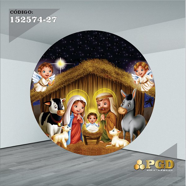 PAINEL REDONDO 1,5 x 1,5 MT -  tema - Natal Modelo 27 TECIDO EM - HELANCA