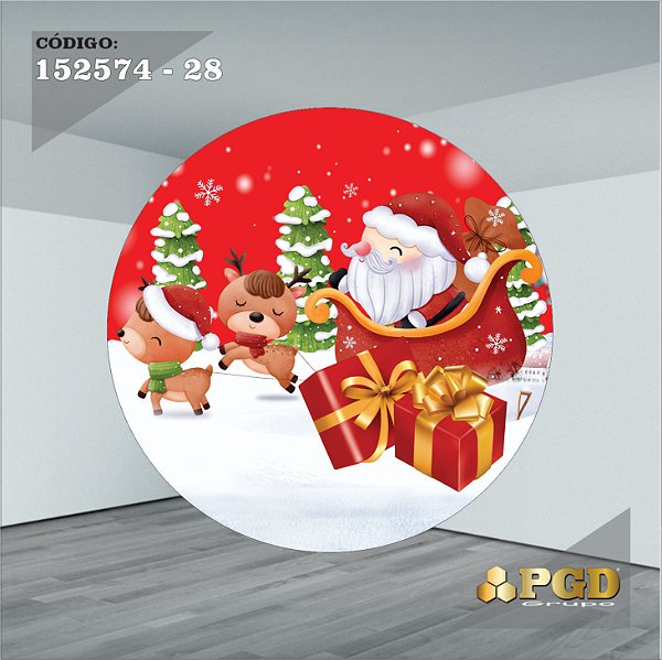 PAINEL REDONDO 1,5 x 1,5 MT -  tema - Natal Modelo 28 TECIDO EM - HELANCA