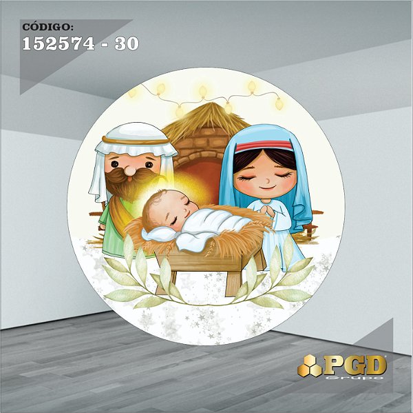 PAINEL REDONDO 1,5 x 1,5 MT -  tema - Natal Modelo 30 TECIDO EM - HELANCA