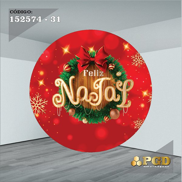 PAINEL REDONDO 1,5 x 1,5 MT -  tema - Natal Modelo 31 TECIDO EM - HELANCA