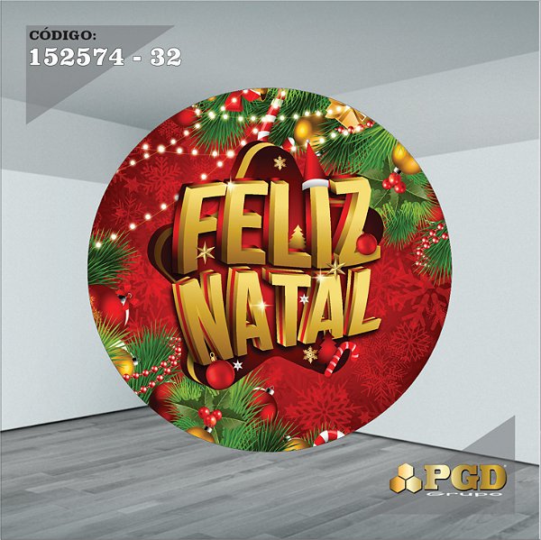 PAINEL REDONDO 1,5 x 1,5 MT -  tema - Natal Modelo 32 TECIDO EM - HELANCA