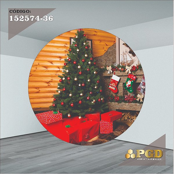 PAINEL REDONDO 1,5 x 1,5 MT -  tema - Natal Modelo 36 TECIDO EM - HELANCA