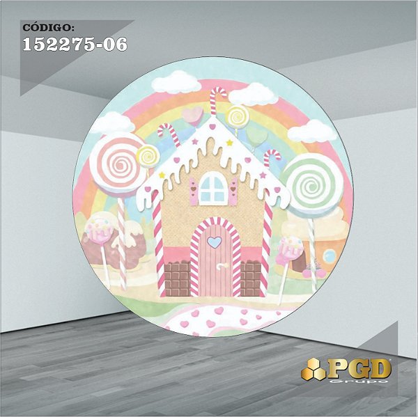 PAINEL REDONDO 1,5 x 1,5 MT -  tema - CONFEITARIA Modelo 06 TECIDO EM - HELANCA