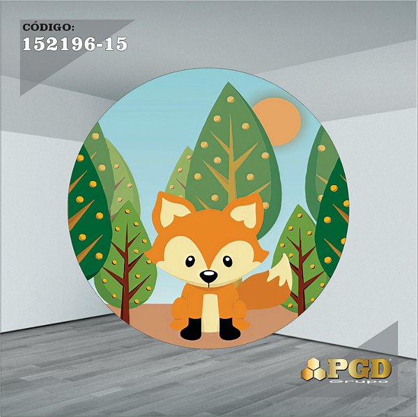 PAINEL REDONDO 1,5 x 1,5 MT -  tema - BOSQUE Modelo 15 TECIDO EM - HELANCA