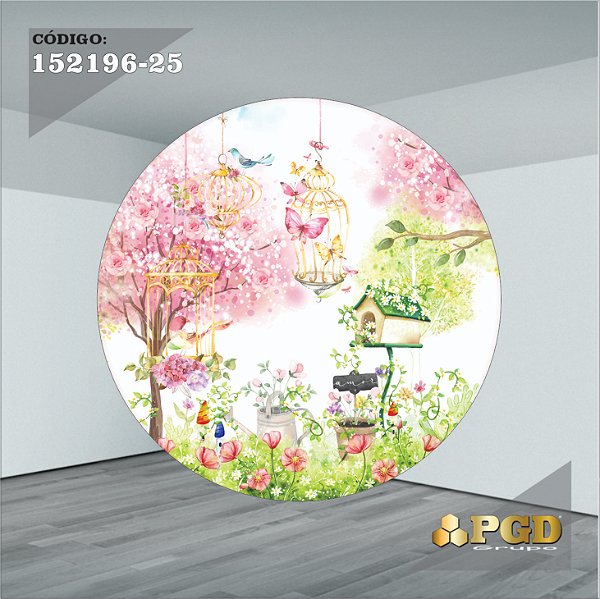 PAINEL REDONDO 1,5 x 1,5 MT -  tema - BOSQUE Modelo 25 TECIDO EM - HELANCA