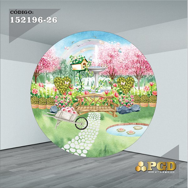 PAINEL REDONDO 1,5 x 1,5 MT -  tema - BOSQUE Modelo 26 TECIDO EM - HELANCA