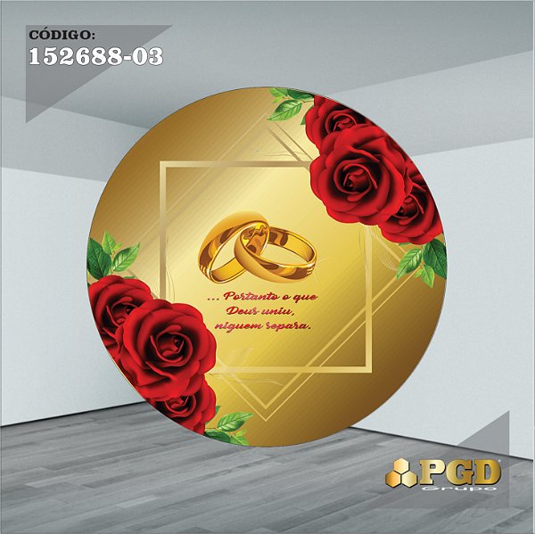 PAINEL REDONDO 1,5 x 1,5 MT -  tema - CASAMENTO Modelo 03 TECIDO EM - HELANCA