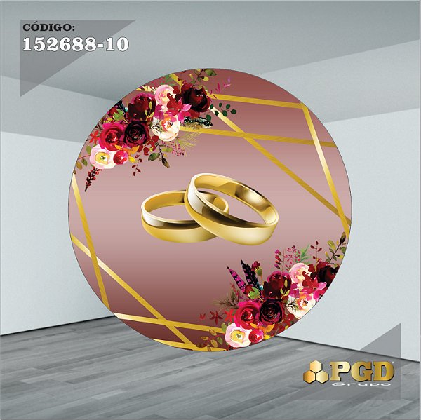 PAINEL REDONDO 1,5 x 1,5 MT -  tema - CASAMENTO Modelo 10 TECIDO EM - HELANCA