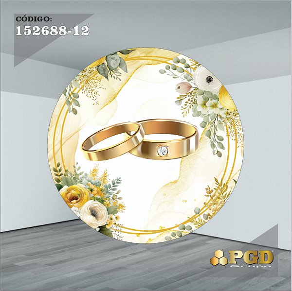 PAINEL REDONDO 1,5 x 1,5 MT -  tema - CASAMENTO Modelo 12 TECIDO EM - HELANCA