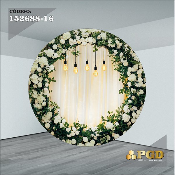 PAINEL REDONDO 1,5 x 1,5 MT -  tema - CASAMENTO Modelo 16 TECIDO EM - HELANCA