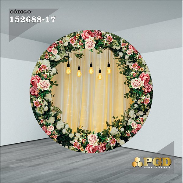PAINEL REDONDO 1,5 x 1,5 MT -  tema - CASAMENTO Modelo 17 TECIDO EM - HELANCA